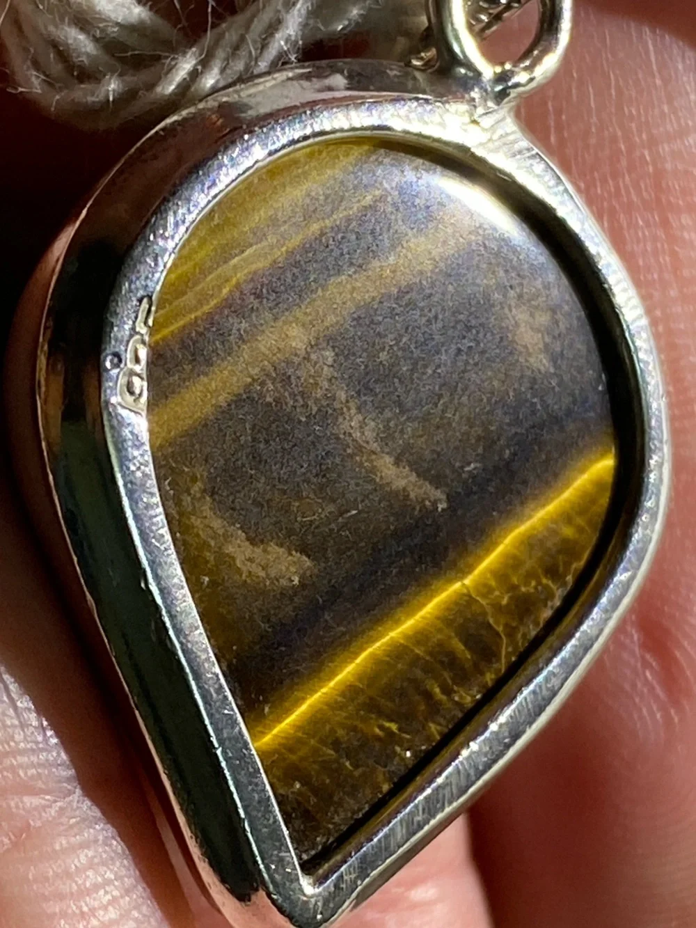 Teardrop Tiger's Eye Pendant in Sterling Setting - Brown/Gold